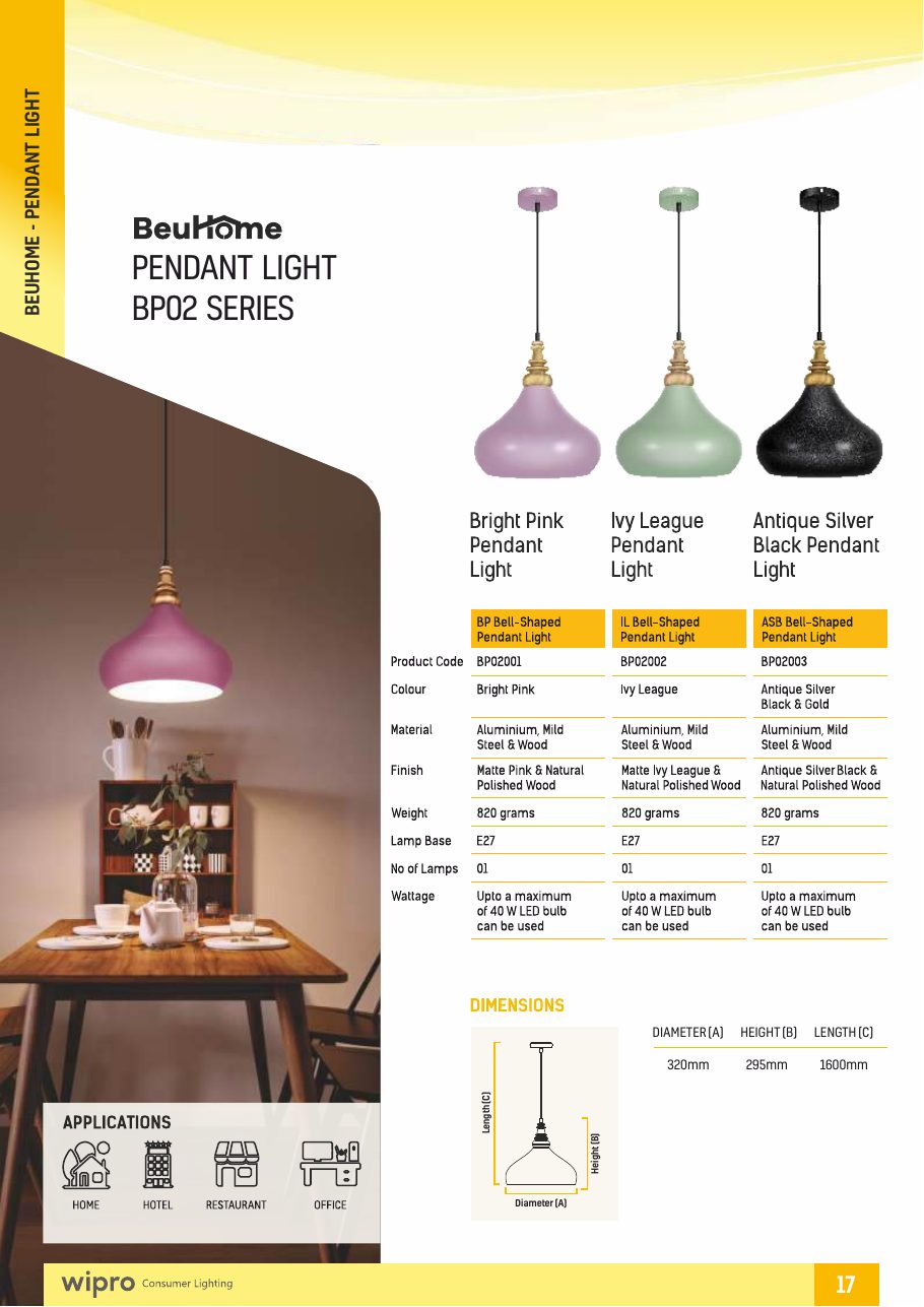 BeuHome Pendant — BP02 Bell + Wood